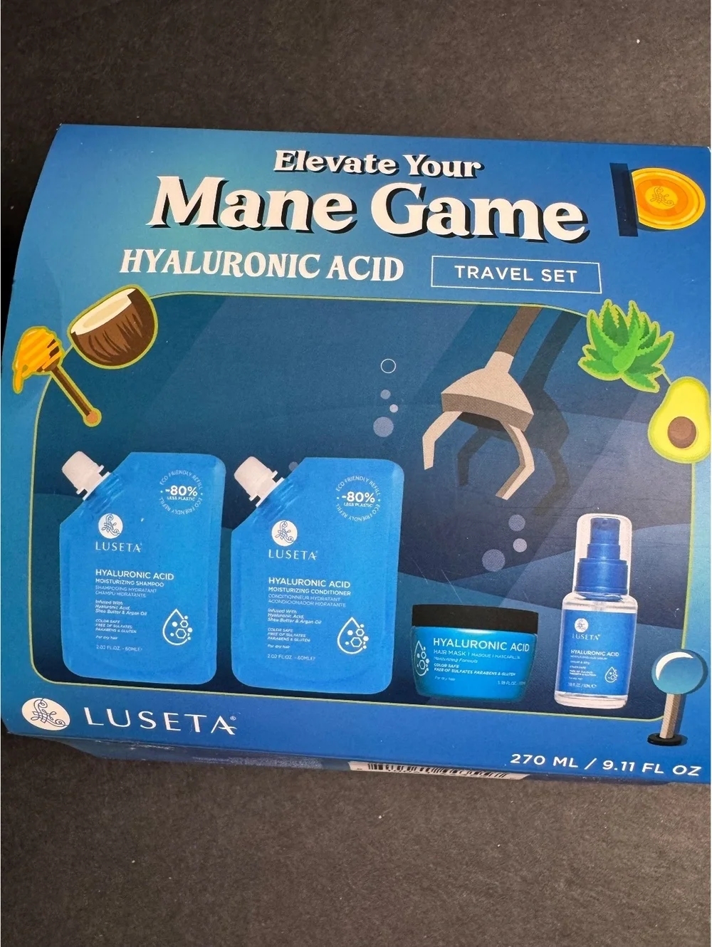 Luseta Beauty Elevate Your Mane Game Hyaluronic Acid Travel Set 270ml